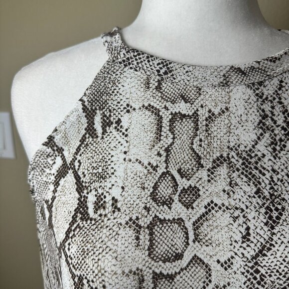 Olivia Grey Halter Neck Snakeskin Print Neutral Tone Tank Top Blouse Size Medium - Picture 6 of 8